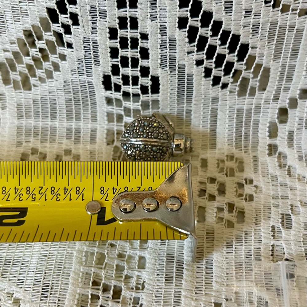 Silver-tone Ladybug Rhinestone Brooch - Picture 2 of 2